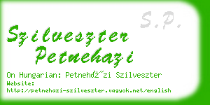 szilveszter petnehazi business card